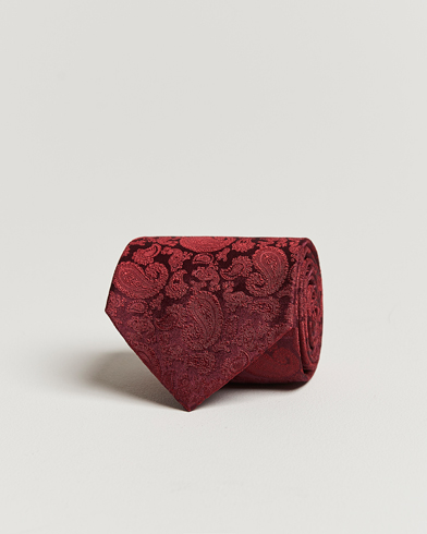 Herren | Krawatten | Amanda Christensen | Silk Tonal Paisley Tie 8 cm Wine