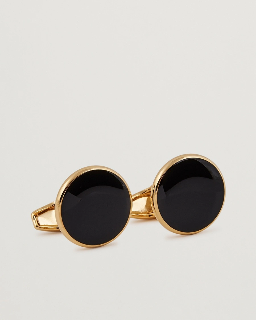 Amanda Christensen Cufflink & Shirt Studs Set Black/Gold – Gold