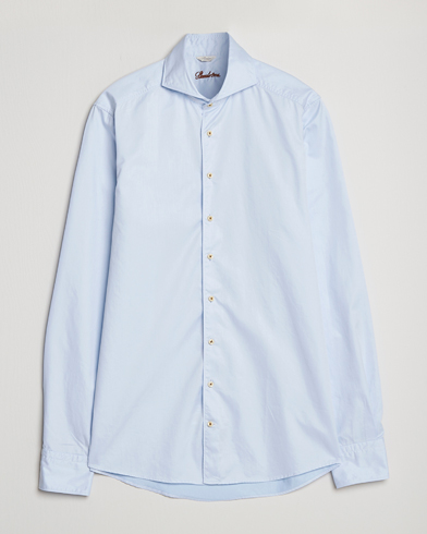 Herren |  | Stenströms | Slimline X-Long Sleeve Washed Cotton Shirt Light Blue