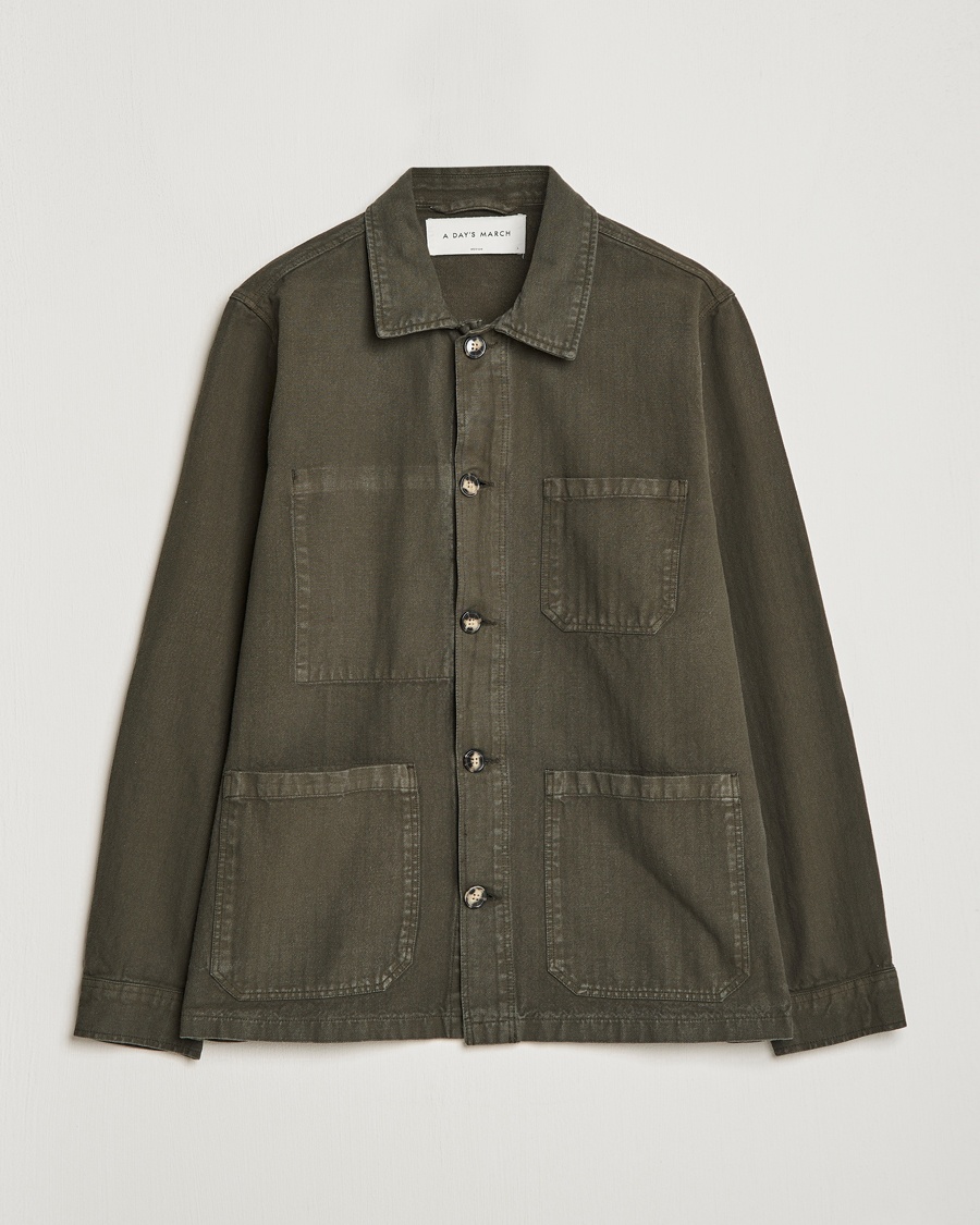 A Day's March Original Herringbone Overshirt Olive – Grün