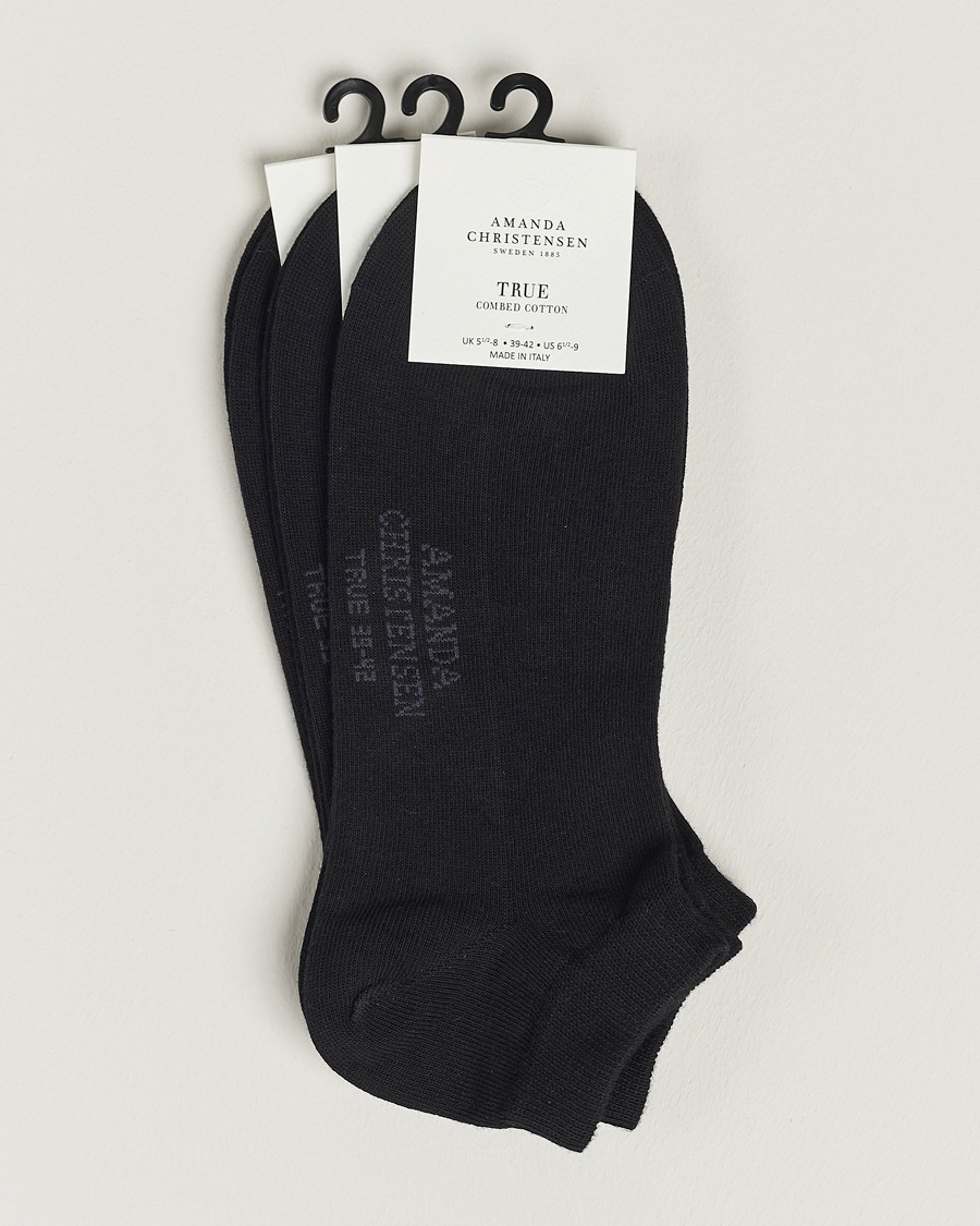 Amanda Christensen 3-Pack True Cotton Sneaker Socks Black – Schwarz