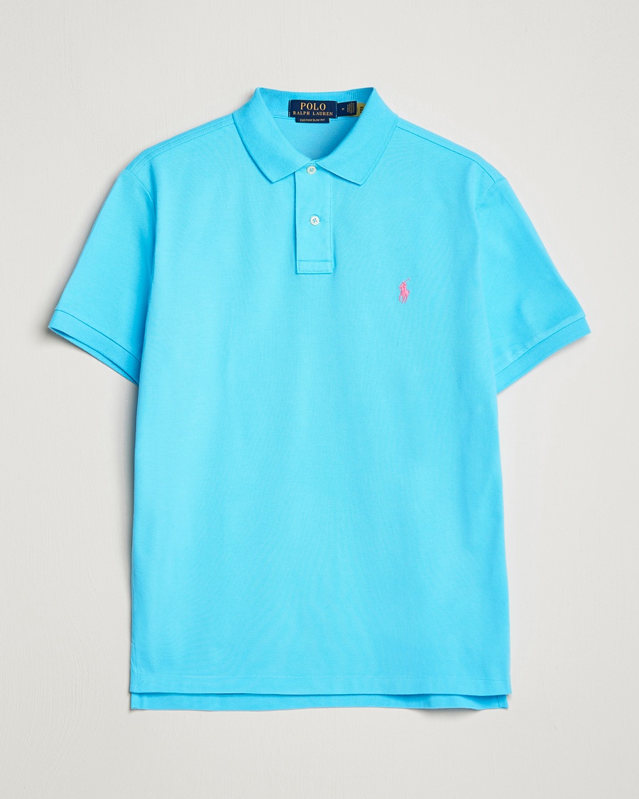Polo Ralph Lauren Custom Slim Fit Polo Turquoise Nova – Blau