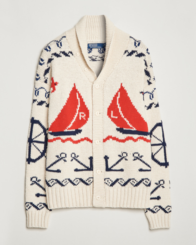 Herren | 60% sale | Polo Ralph Lauren | Knitted Fishermen Shawl Collar Cardigan Cream