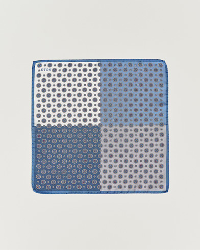 Herren | Eton | Eton | Silk Four Faced Medallion Pocket Square Blue Multi