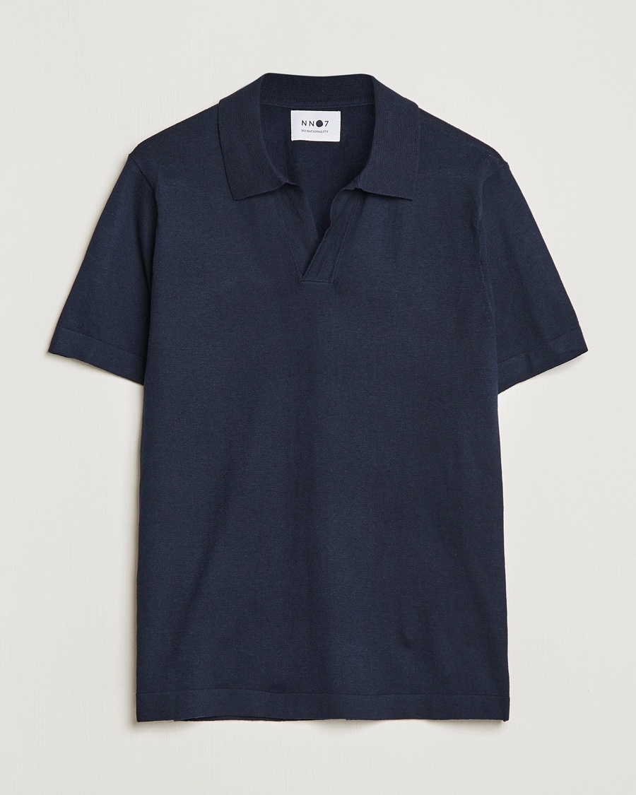 NN07 Ryan Cotton/Linen Polo Navy Blue – Blau
