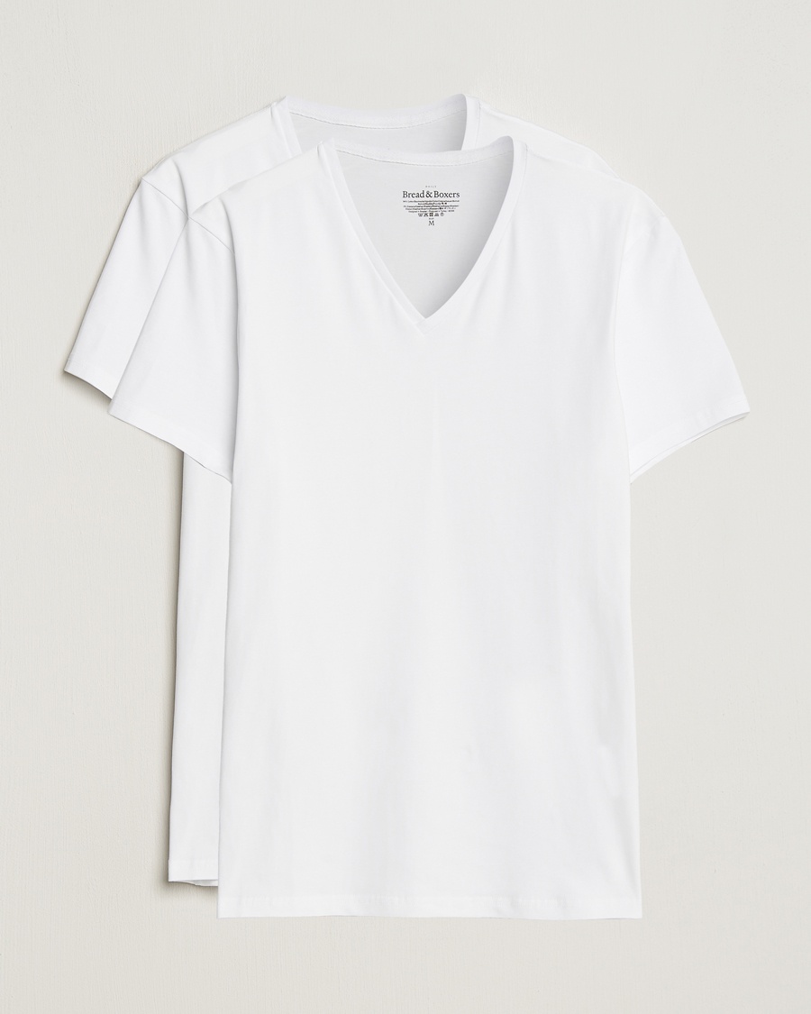 Bread & Boxers 2-Pack V-Neck T-Shirt White – Weiß