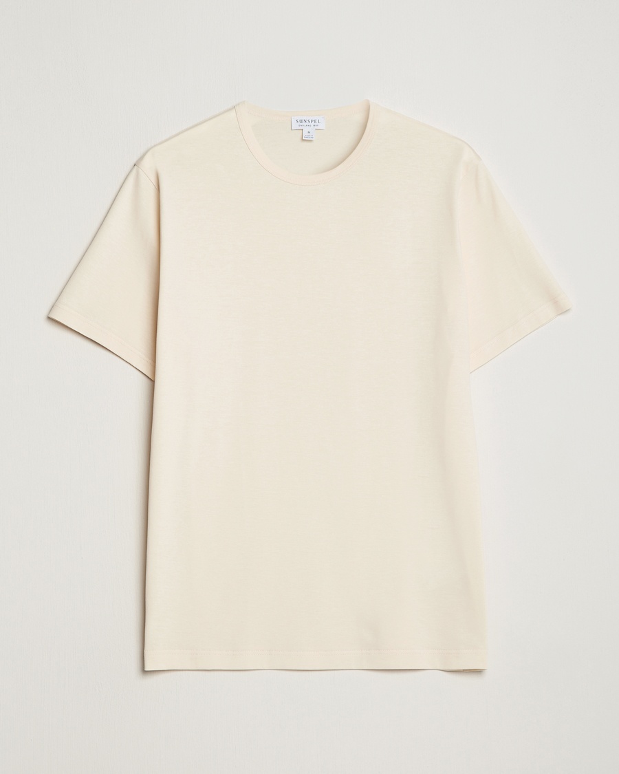 Sunspel Crew Neck Q82 Cotton T-Shirt Undyed – Beige