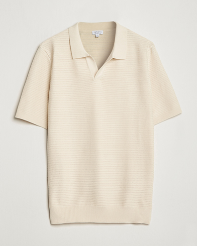 Herren | Sunspel | Sunspel | Knitted Polo Shirt Ecru