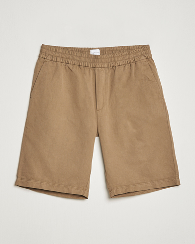Herren | Drawstringshorts | Sunspel | Cotton/Linen Drawstring Shorts Dark Tan