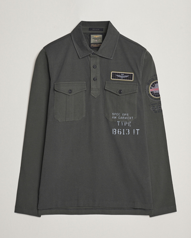 Herren | Sale | Aeronautica Militare | Pocket Long Sleeve Polo Dark Green