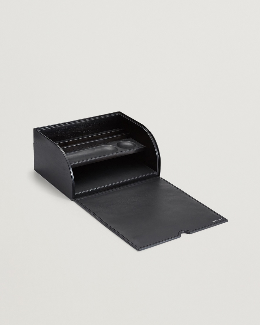 Ralph Lauren Home Brennan Leather Writers Box Saddle Black – Schwarz