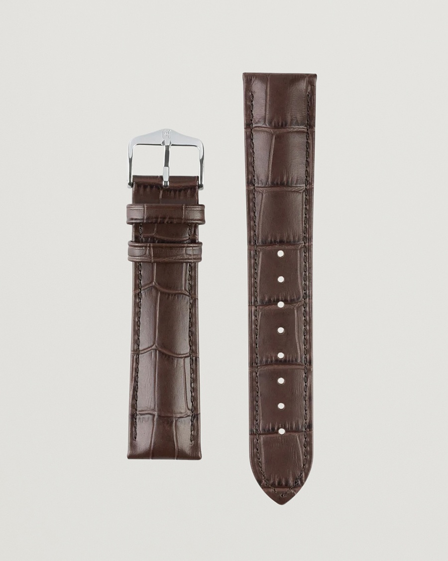 HIRSCH Duke Embossed Leather Watch Strap Brown – Braun