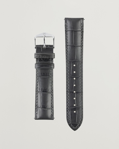 Herren | Uhrenarmband | HIRSCH | Duke Embossed Leather Watch Strap Grey