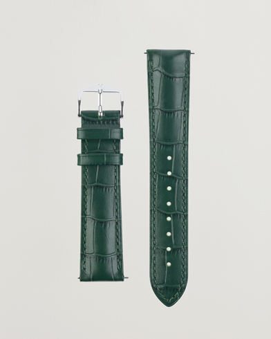 Herren | Uhrenarmband | HIRSCH | Duke Embossed Leather Watch Strap Green