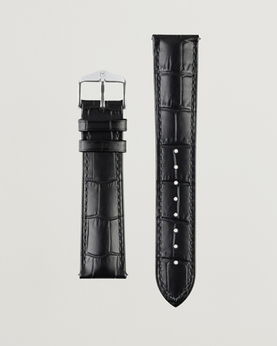 Herren | Uhrenarmband | HIRSCH | Duke Embossed Leather Watch Strap Black
