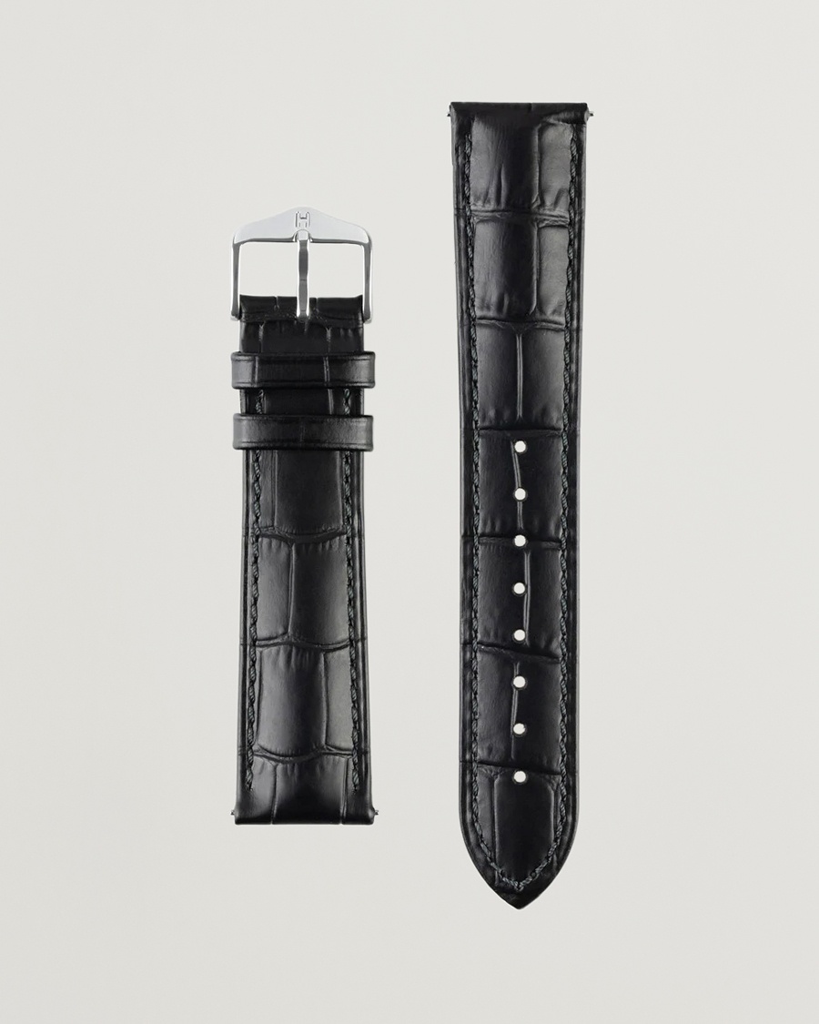 HIRSCH Duke Embossed Leather Watch Strap Black – Schwarz