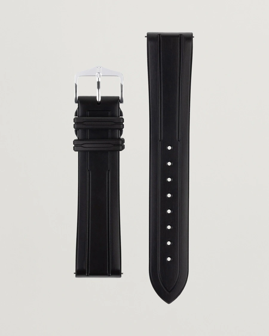 HIRSCH Hevea Rubber Watch Strap Black – Schwarz