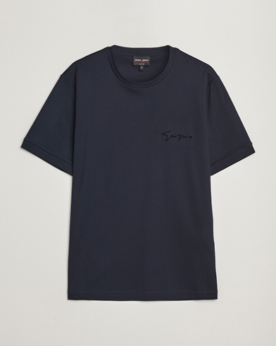 Herren | Giorgio Armani | Giorgio Armani | Embroidered Signature T-Shirt Navy