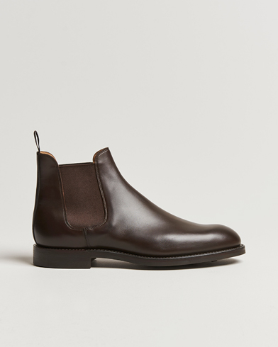 Herren | Handgefertigte Schuhe | Crockett & Jones | Chelsea 5 Dk Brown Wax Calf