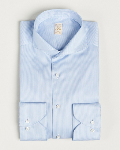 Herren | Stenströms | Stenströms | 1899 Slim Supima Cotton Twill Stripe Shirt Blue
