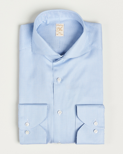 Herren | Stenströms | Stenströms | 1899 Slim Supima Cotton Houndtooth Shirt Blue