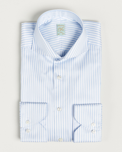 Herren | Stenströms | Stenströms | 1899 Slim Supima Cotton Stripe Shirt Blue