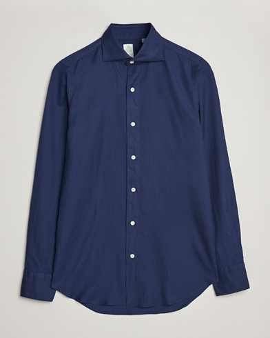 Herren | Flannellhemden | Finamore Napoli | Tokyo Slim Flannel Shirt Navy