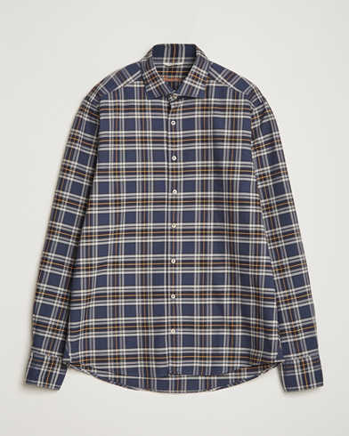 Herren | Hemden | Stenströms | Slimline Checked Oxford Cut Away Shirt Blue
