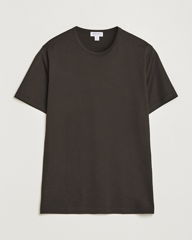 Herren | Kurzarm T-Shirt | Sunspel | Crew Neck Cotton Tee Coffee