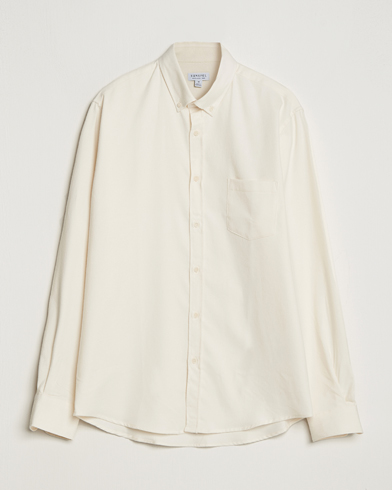 Herren | Sunspel | Sunspel | Brushed Cotton Flannel Shirt Ecru