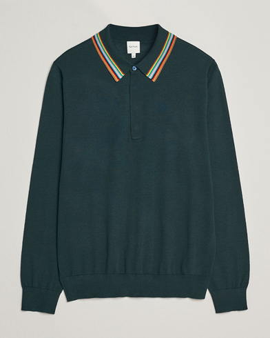 Herren | Bestickte Polohemden | Paul Smith | Wool/Silk Knitted Polo Dark Green