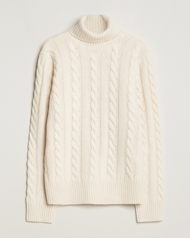 Herren | Rollkragenpullover | Polo Ralph Lauren | Wool Structured Knitted Sweater Andover Cream