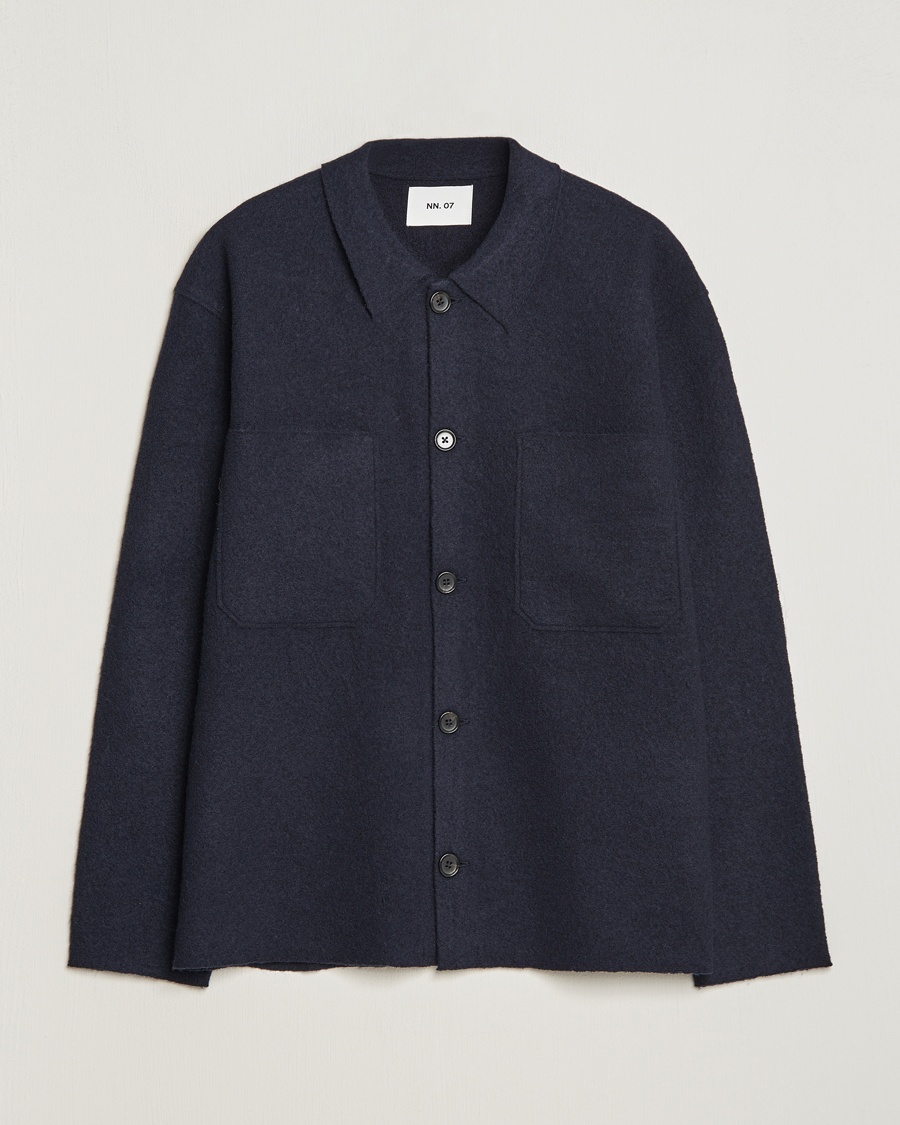 NN07 Jonas Boiled Wool Cardigan Navy Blue – Blau