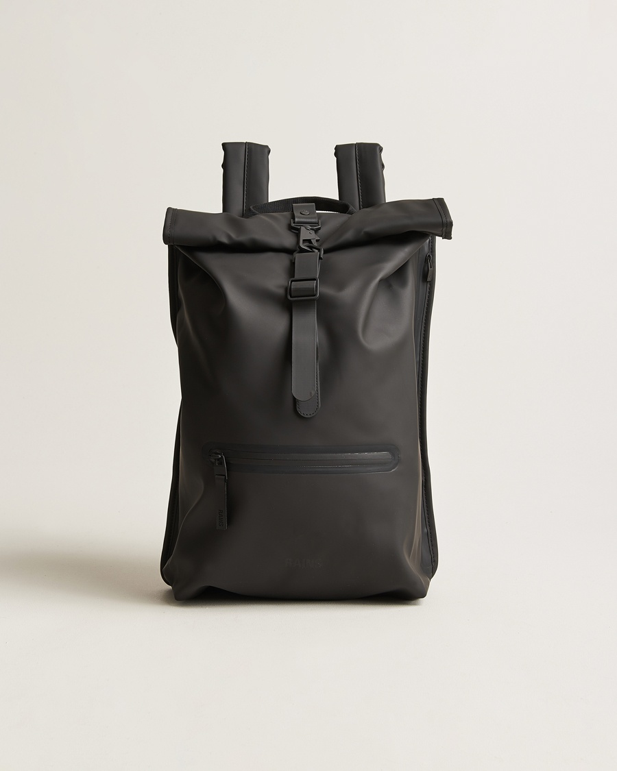 RAINS Rolltop Rucksack Black – Schwarz