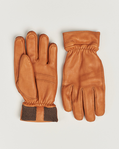 Herren | Handschuhe | Hestra | Kjetil Deerskin Rib Knitted Cuff Glove Cognac