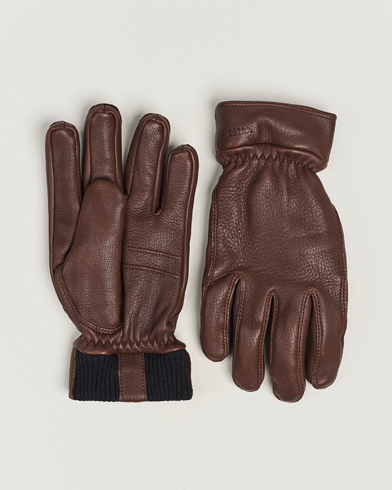 Herren |  | Hestra | Kjetil Deerskin Rib Knitted Cuff Glove Chocolate