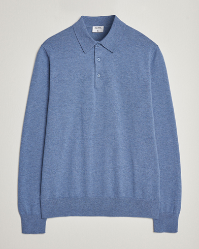 Herren | Bestickte Polohemden | Filippa K | Knitted Polo Shirt Paris Blue