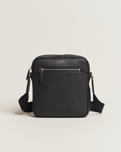 Herren | Schultertaschen | Canali | Grain Leather Shoulder Bag Black