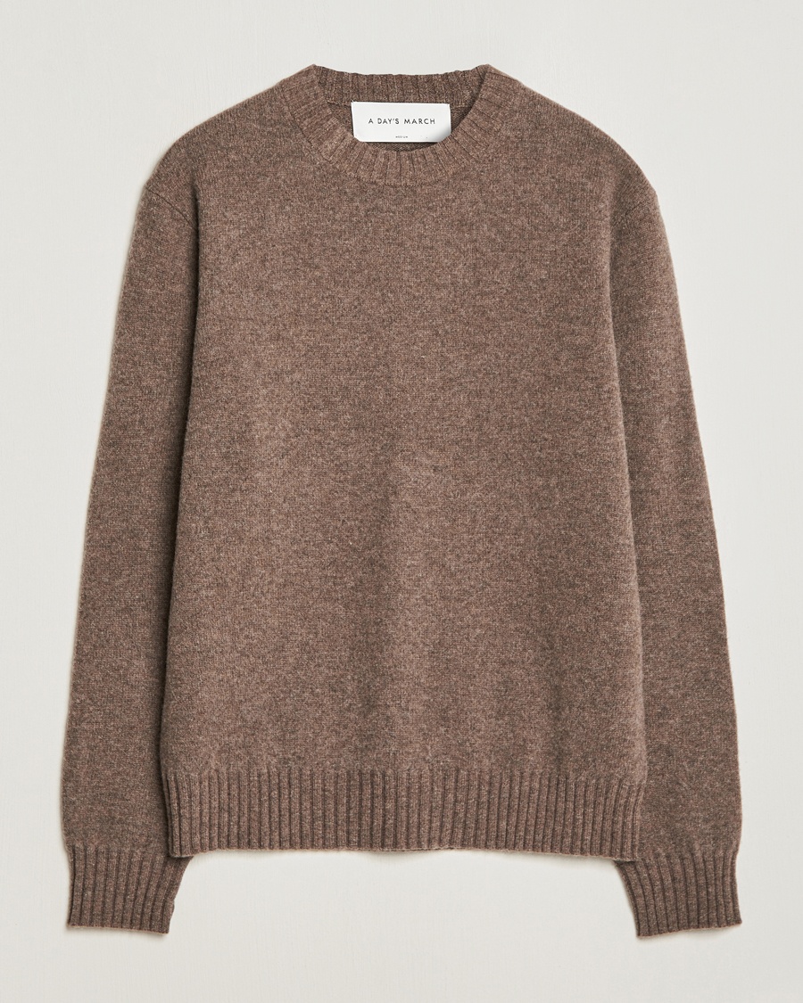 A Day's March Marlow Lambswool Sweater Dark Taupe – Braun