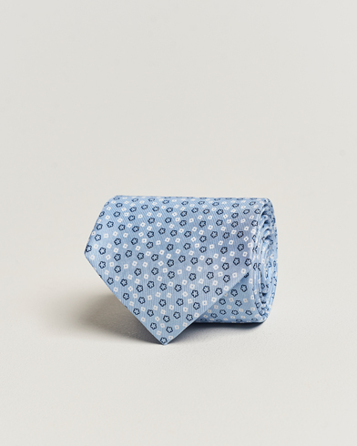 Herren |  | E. Marinella | 3-Fold Printed Silk Tie Light Blue