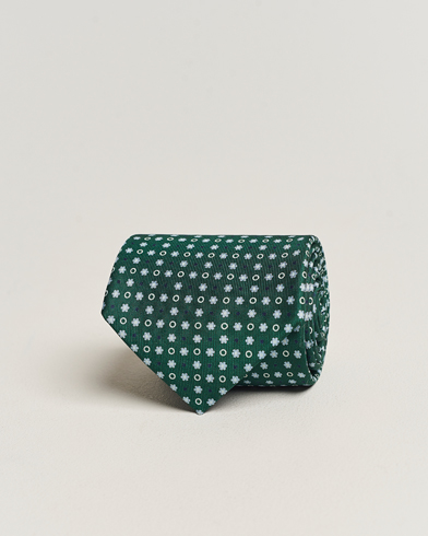 Herren |  | E. Marinella | 3-Fold Printed Silk Tie Dark Green