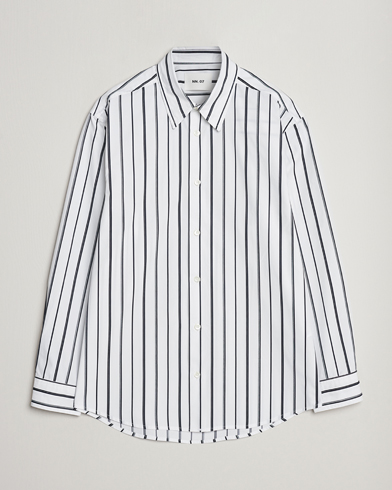 Herren | Personal Classics | NN07 | Quinsy Striped Cotton Shirt White/Blue