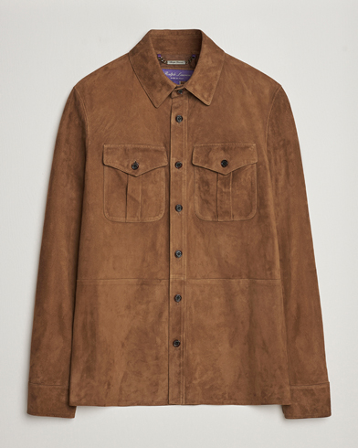 Herren | Lederjacken | Ralph Lauren Purple Label | Suede Shirt Jacket Dark Brown