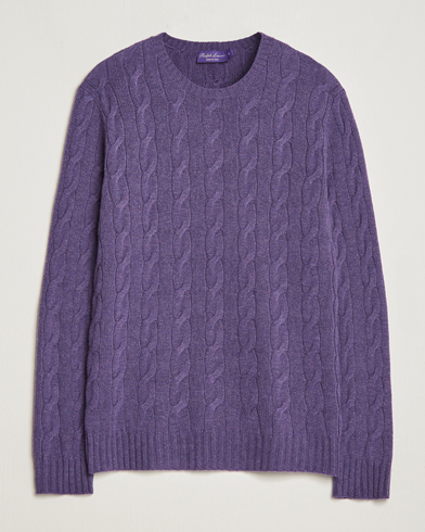 Herren | Kaschmirpullover | Ralph Lauren Purple Label | Cashmere Cable Sweater Purple Melange