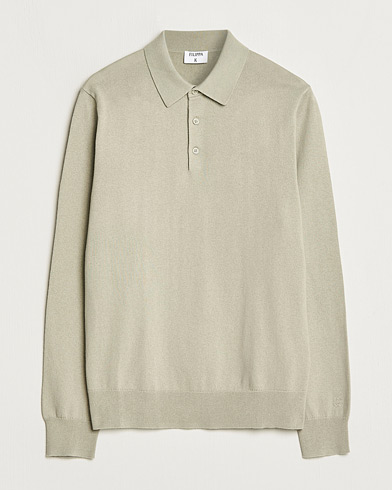 Herren | Bestickte Polohemden | Filippa K | Knitted Polo Shirt Light Sage