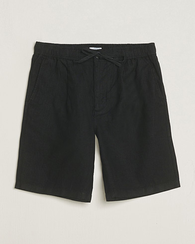 Herren | Shorts | KnowledgeCotton Apparel | Loose Linen Shorts Jet Black