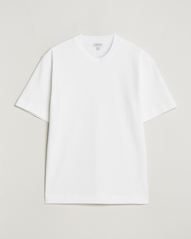 Herren | Sunspel | Sunspel | Heavyweight Mock Neck T-Shirt White