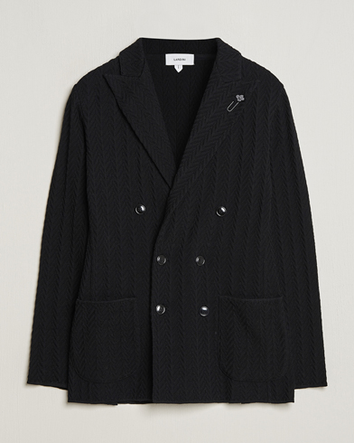 Herren | Strickblazer | Lardini | Double Breasted Structured Knitted Blazer Black