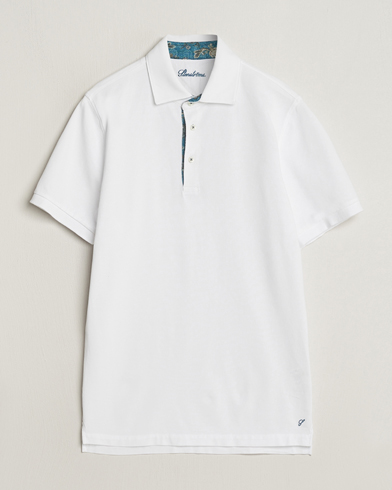 Herren | Stenströms | Stenströms | Cotton Pique Contrast Polo Shirt White