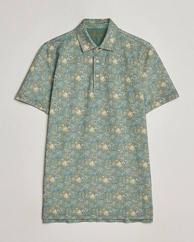 Herren | Stenströms | Stenströms | Cotton Pique Paisley Printed Polo Shirt Green